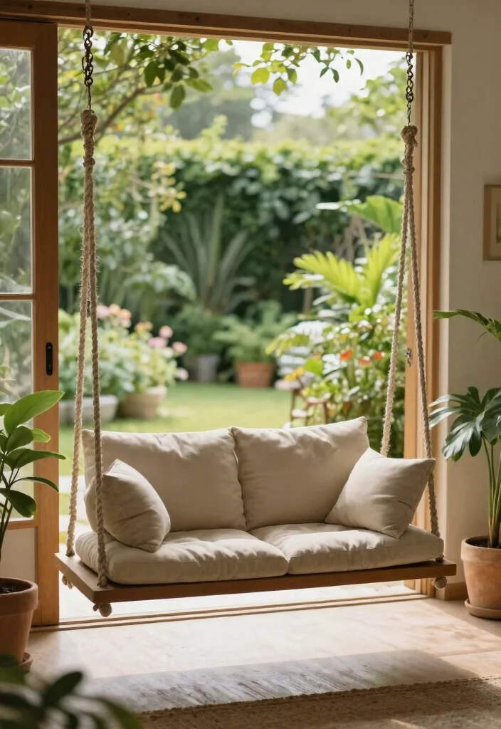 14 Porch Swing Ideas That Support Two Adults and Last Through Weather - 9. Cozy Indoor-Outdoor Swing 1