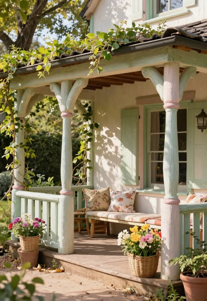 14 Wood Columns Porch Concepts That Support Weight and Look Classic - 10. Country Cottage Appeal 1