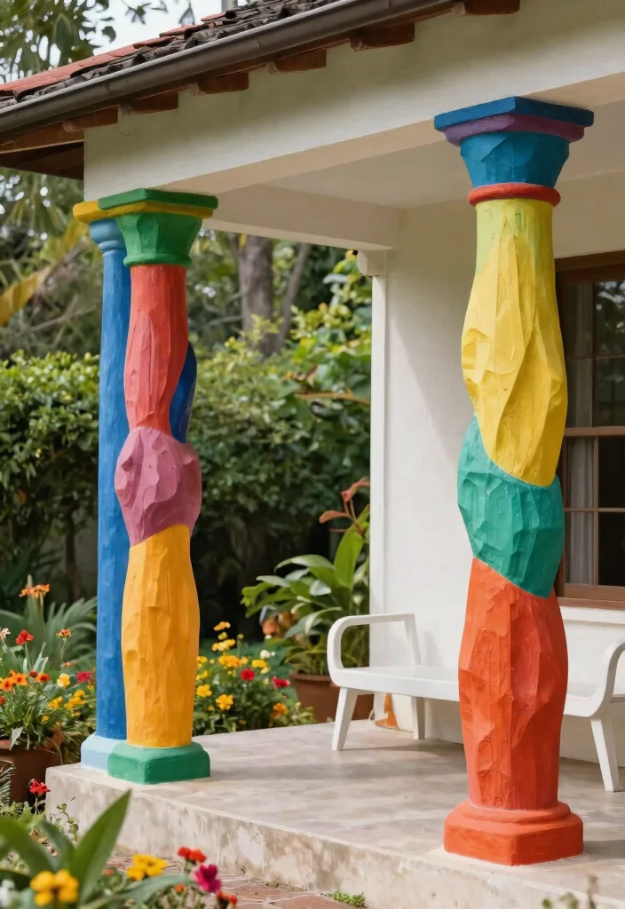 14 Wood Columns Porch Concepts That Support Weight and Look Classic - 12. Artistic Sculptural Columns 1