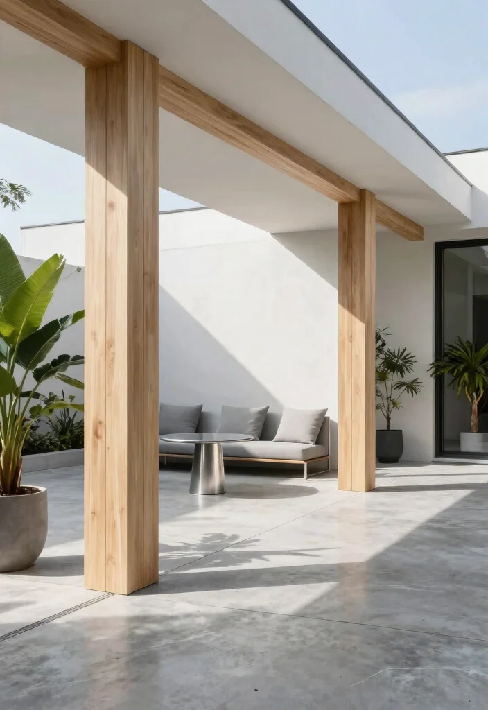 14 Wood Columns Porch Concepts That Support Weight and Look Classic - 2. Modern Minimalism 1