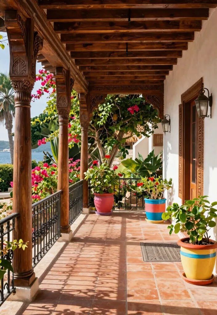 14 Wood Columns Porch Concepts That Support Weight and Look Classic - 4. Mediterranean Elegance 1