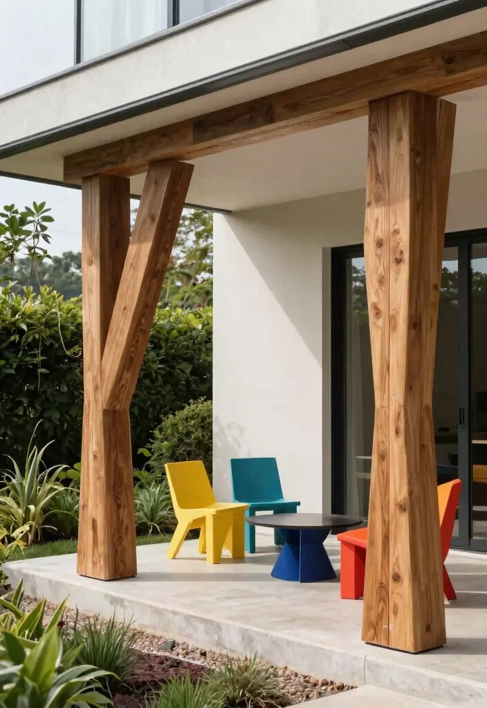 14 Wood Columns Porch Concepts That Support Weight and Look Classic - 9. Contemporary Flair 1