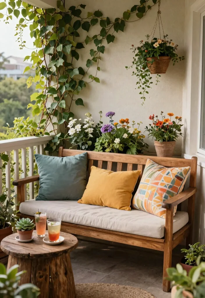 15 Balcony Chair Ideas for Small Spaces That Actually Fit Two People - 3. Love Seat Benches 1