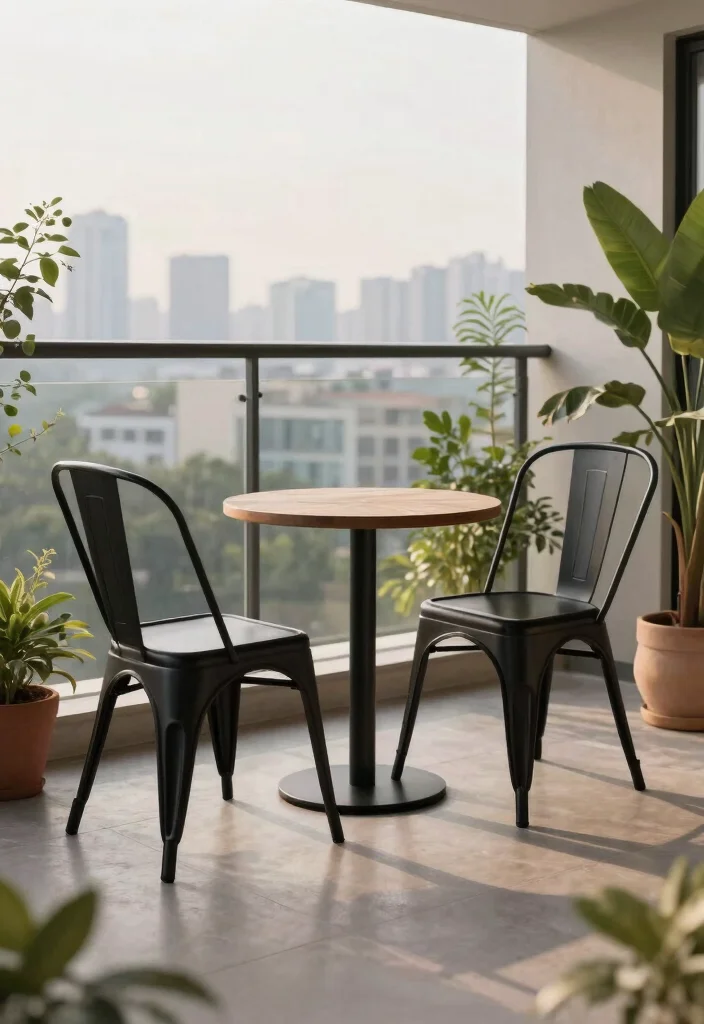 15 Balcony Chair Ideas for Small Spaces That Actually Fit Two People - 6. Minimalist Metal Chairs 1