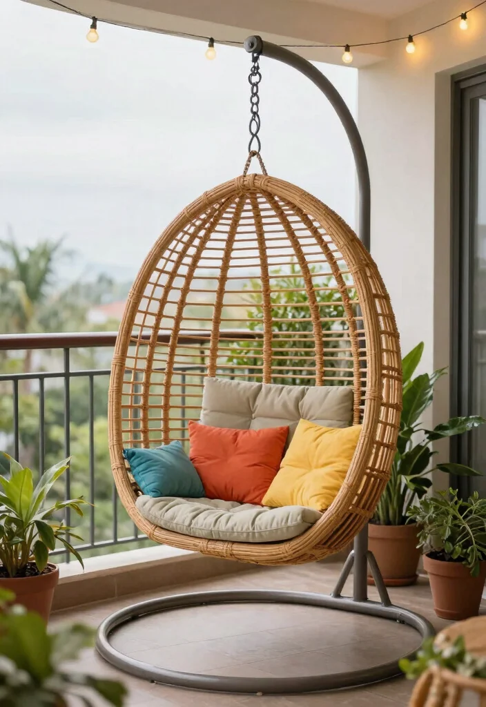 15 Balcony Chair Ideas for Small Spaces That Actually Fit Two People - 8. Swing Chairs 1