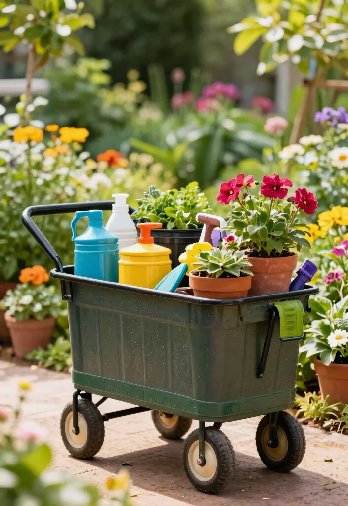 15 Bin Storage Ideas Outdoor That Keep Rain and Pests Out - 4. Rolling Garden Carts 1