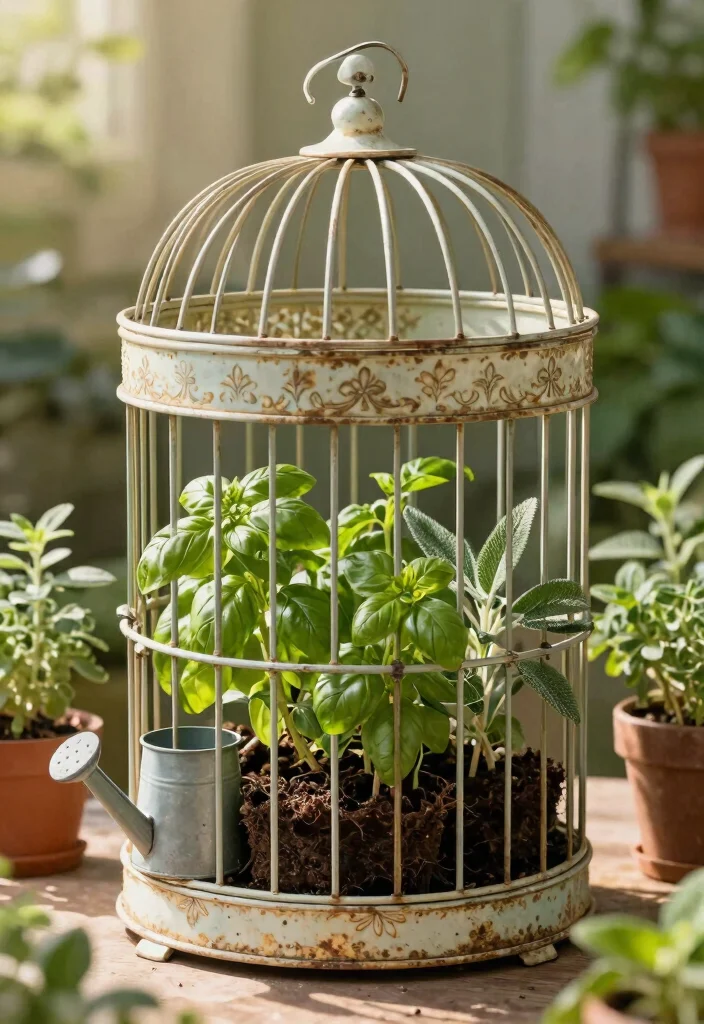 15 Bird Cage Planter Ideas That Turn Vintage Finds Into Decor - 1. Herb Haven: The Ultimate Indoor Garden 1