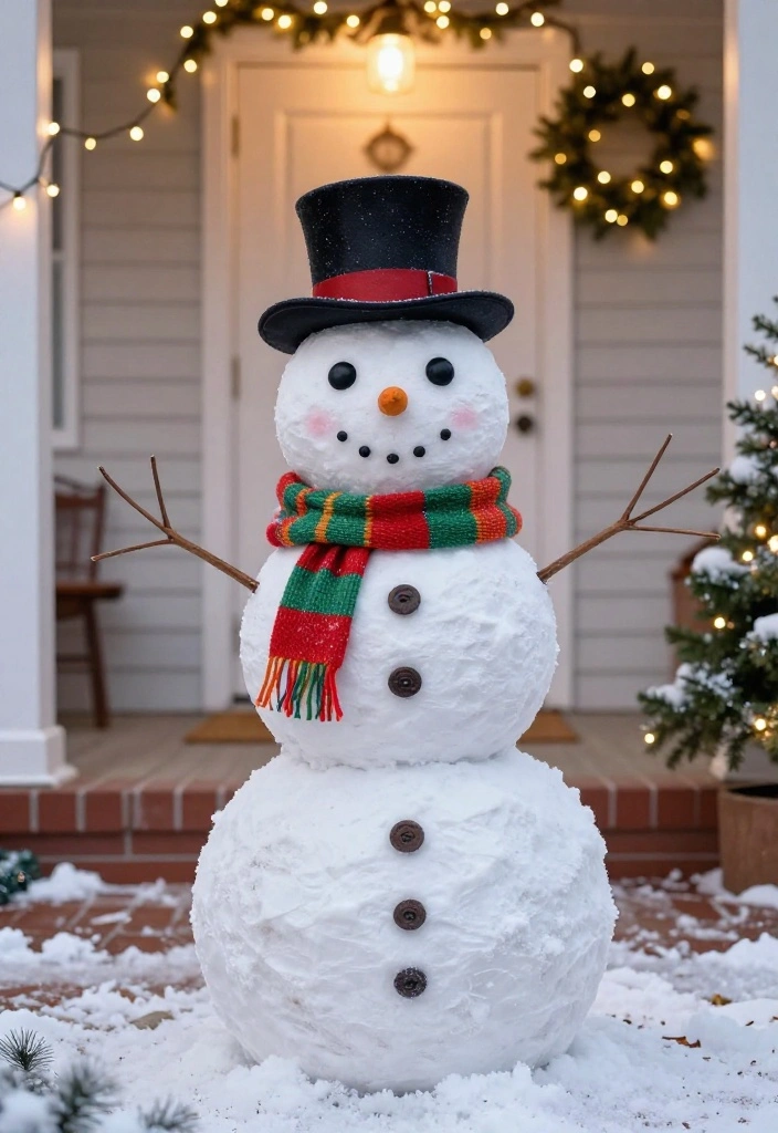 15 Christmas Porch Ideas That Look Expensive on a Budget - 11. DIY Snowman Decor 1