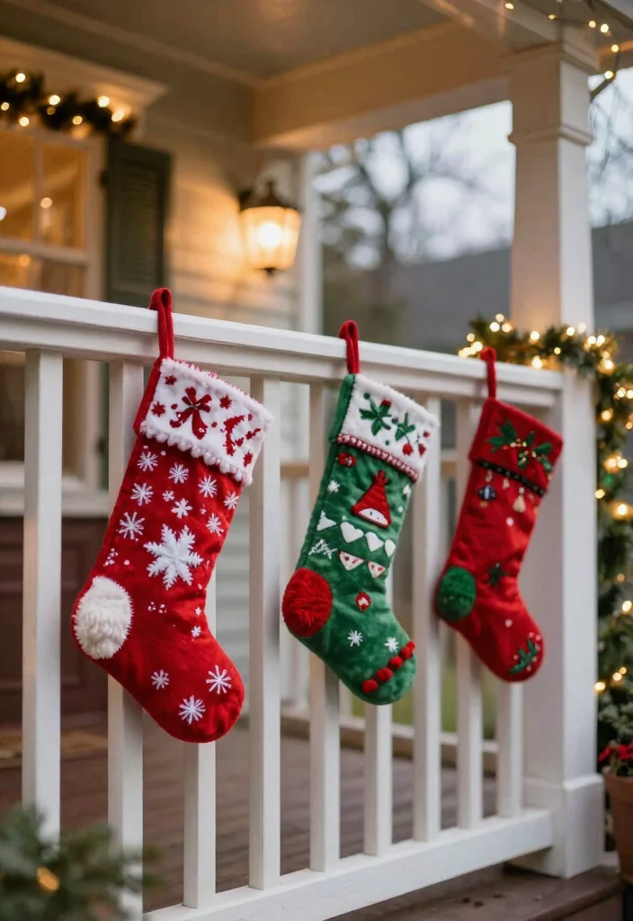 15 Christmas Porch Ideas That Look Expensive on a Budget - 14. Couple of Christmas Stockings 1