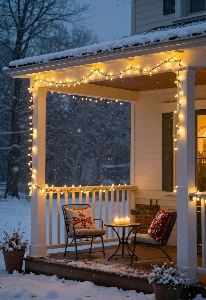 15 Christmas Porch Ideas That Look Expensive on a Budget - 3. Twinkling String Lights 1