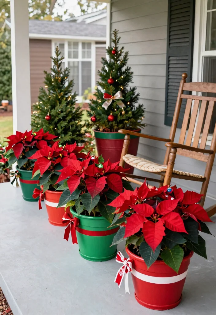 15 Christmas Porch Ideas That Look Expensive on a Budget - 4. Holiday-Themed Planters 1