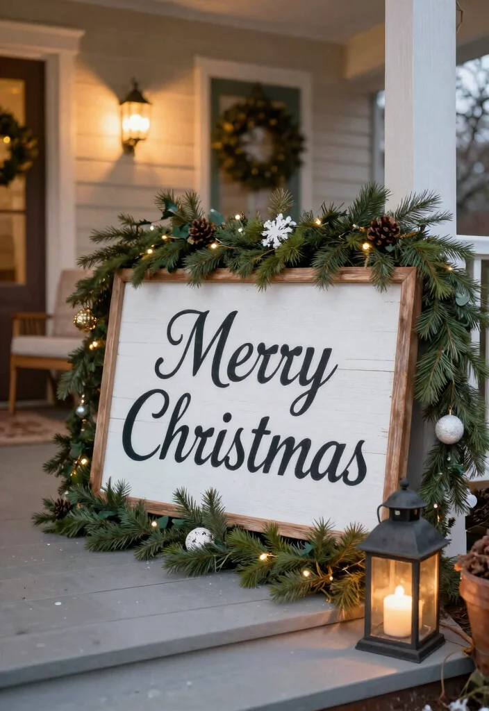 15 Christmas Porch Ideas That Look Expensive on a Budget - 5. Rustic DIY Signage 1