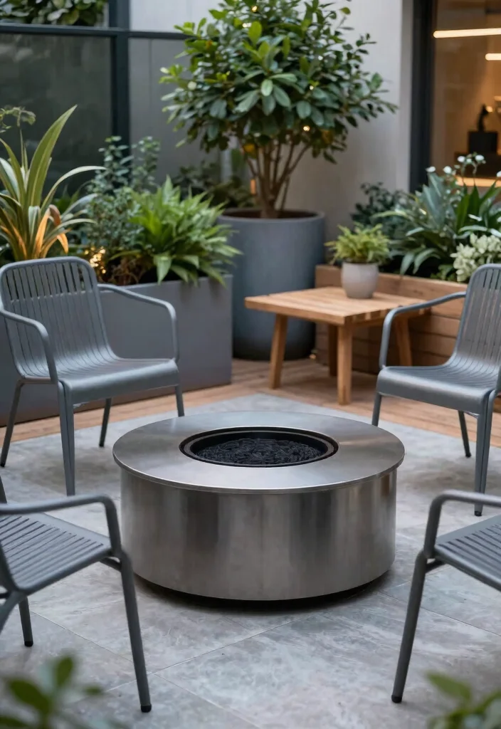15 Fire Pit Ideas for Small Backyard Spaces That Don't Overwhelm the Yard - 1. Minimalist Steel Fire Pit 1