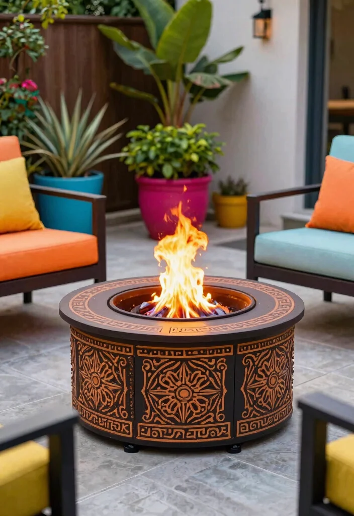 15 Fire Pit Ideas for Small Backyard Spaces That Don't Overwhelm the Yard - 13. Decorative Fire Pit 1