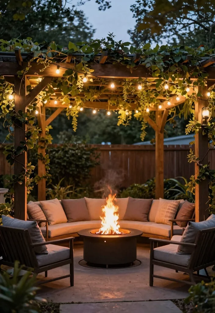 15 Fire Pit Ideas for Small Backyard Spaces That Don't Overwhelm the Yard - 14. Fire Pit with a Pergola 1