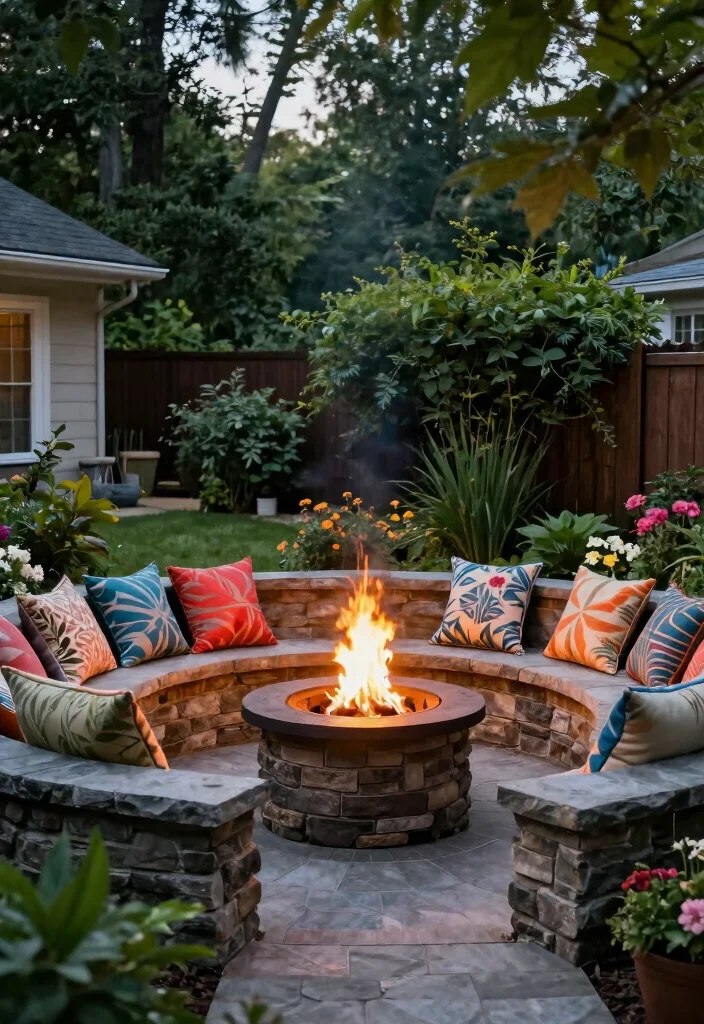 15 Fire Pit Ideas for Small Backyard Spaces That Don't Overwhelm the Yard - 5. Fire Pit with Built-in Seating 1