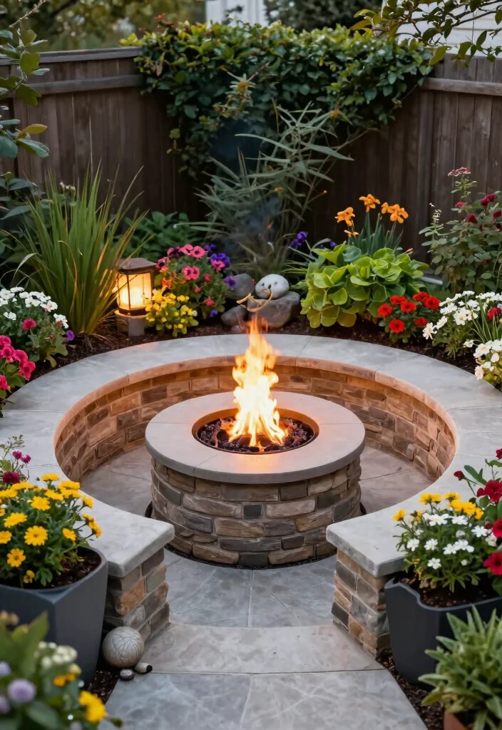 15 Fire Pit Ideas for Small Backyard Spaces That Don't Overwhelm the Yard - 7. Fire Pit with Planter Combos 1