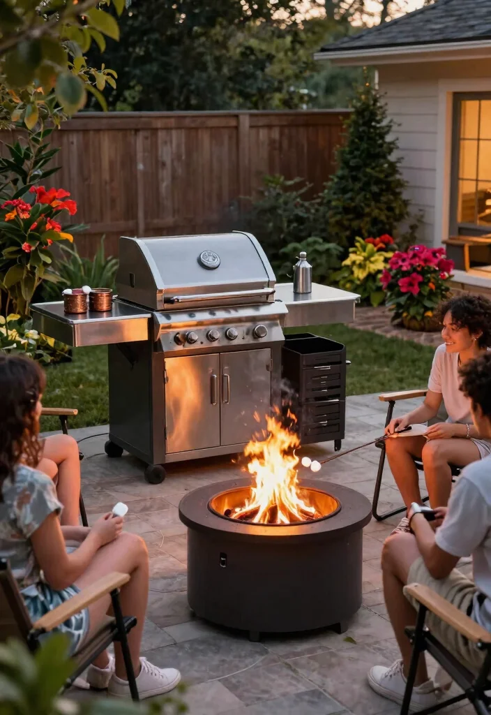 15 Fire Pit Ideas for Small Backyard Spaces That Don't Overwhelm the Yard - 8. Fire Pit with a Grilling Feature 1