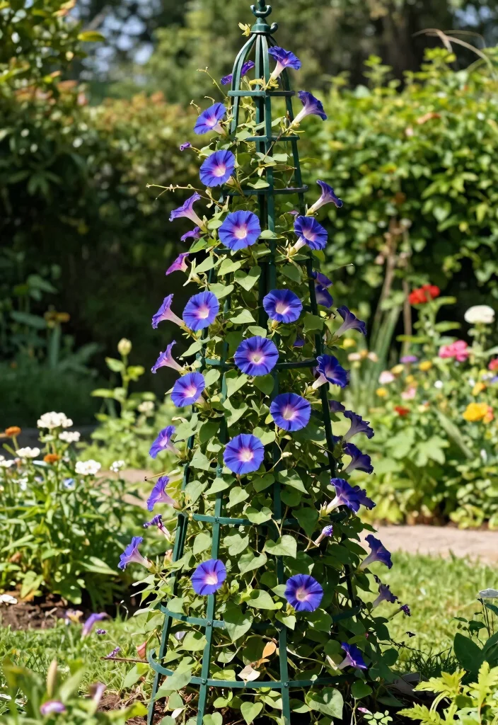 15 Flower Trellis Ideas That Actually Support Heavy Blooms - 10. Spiral Trellis for Compact Spaces 1