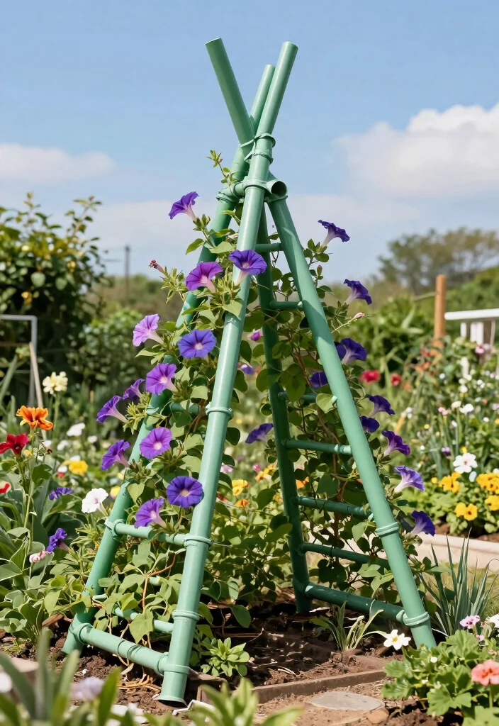 15 Flower Trellis Ideas That Actually Support Heavy Blooms - 5. DIY PVC Pipe Trellis 1