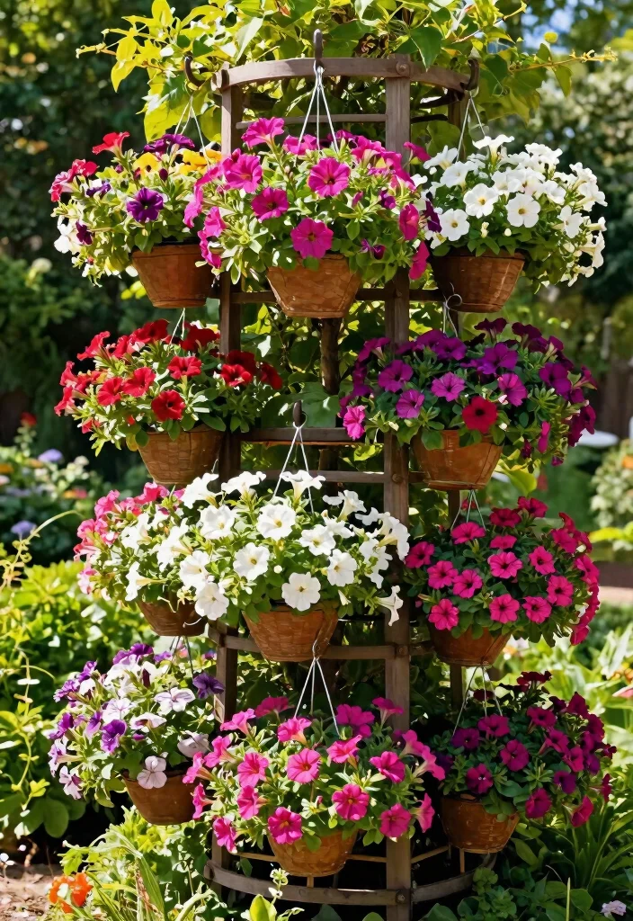 15 Flower Trellis Ideas That Actually Support Heavy Blooms - 7. Hanging Flower Baskets on a Trellis 1