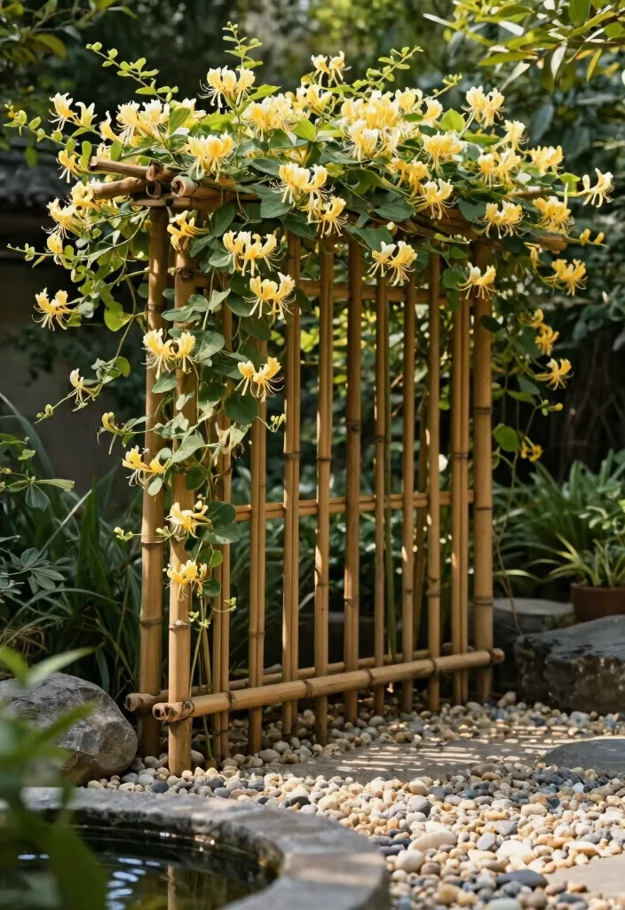 15 Flower Trellis Ideas That Actually Support Heavy Blooms - 9. Bamboo Trellis for Zen Gardens 1