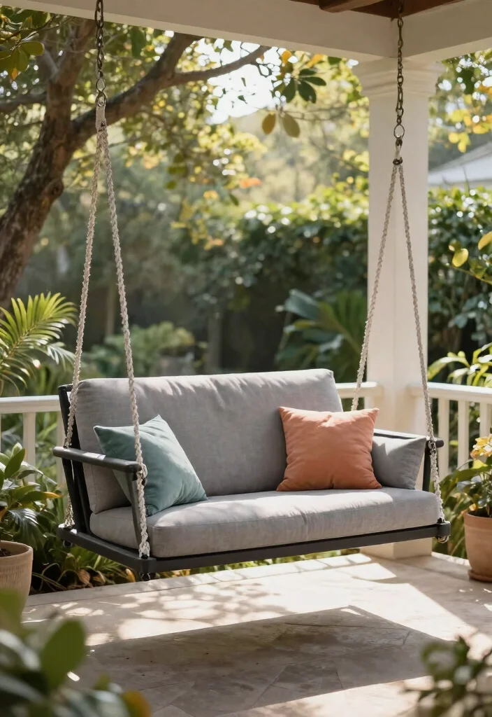 15 Front Porch Chairs That Endure Weather Without Fading - 11. Chic Lounge Swing Chair 1