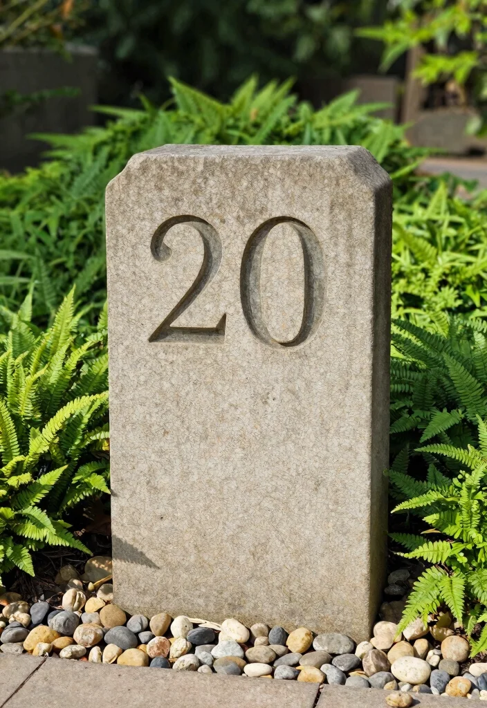 15 House Numbers Ideas Outdoor That Show Up From the Street - 4. Stone Serenity 1