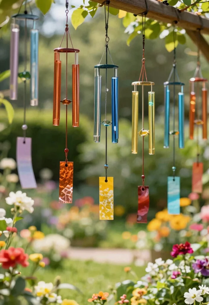 15 House Numbers Ideas Outdoor That Show Up From the Street - 6. Whimsical Wind Chimes 1