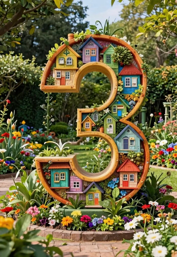 15 House Numbers Ideas Outdoor That Show Up From the Street - 8. Garden Art Installations 1