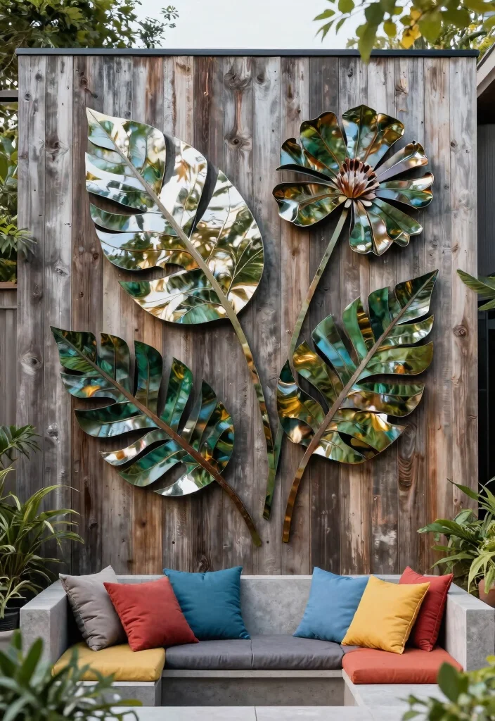15 Modern Outdoor Decor Ideas That Don't Fade or Rust - 10. Bold Wall Art for Exteriors 1