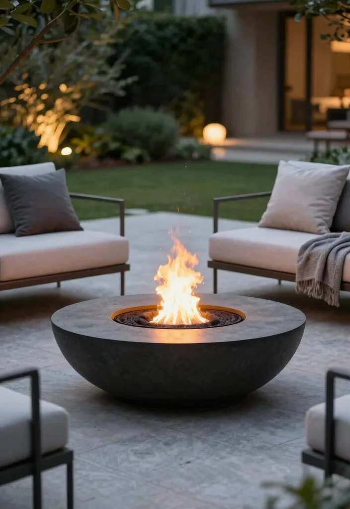 15 Modern Outdoor Decor Ideas That Don't Fade or Rust - 15. Minimalist Fire Bowls 1