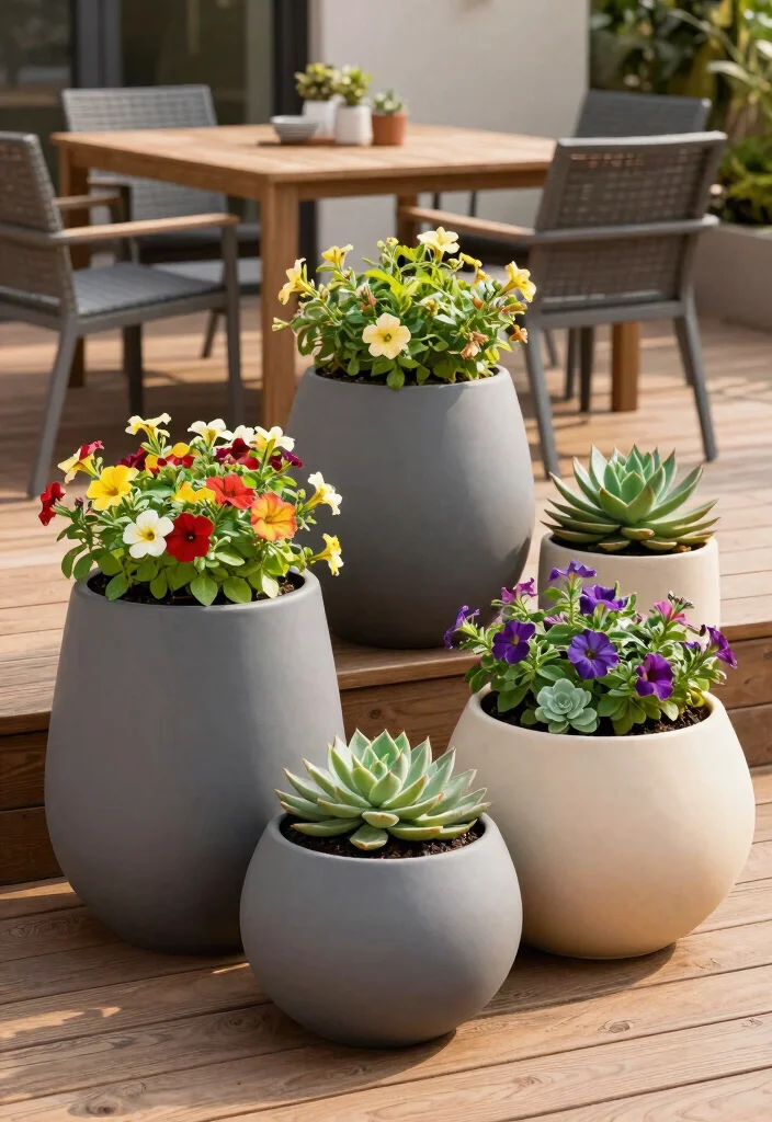 15 Modern Outdoor Decor Ideas That Don't Fade or Rust - 2. Durable Planters Made from Composite Materials 1