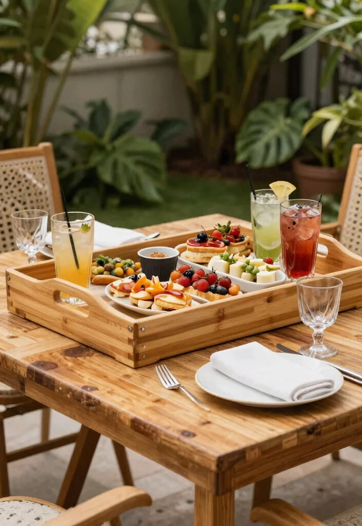 15 Patio Table Decor Ideas That Survive Wind Without Tipping - 10. Reliable Serving Trays 1