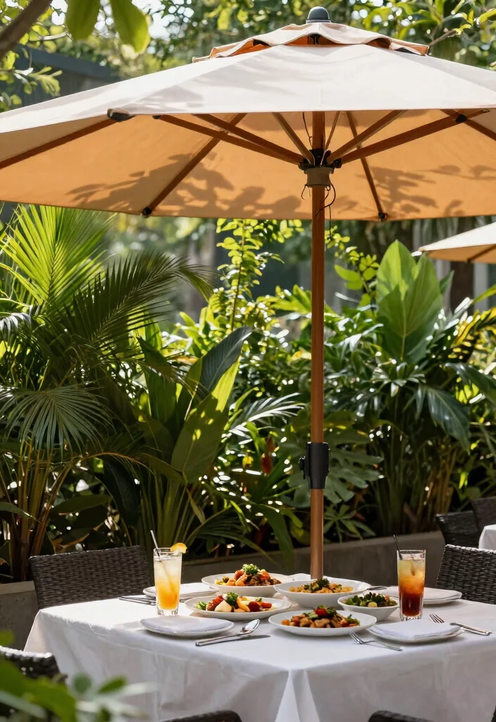 15 Patio Table Decor Ideas That Survive Wind Without Tipping - 11. Built-in Umbrella Holders 1