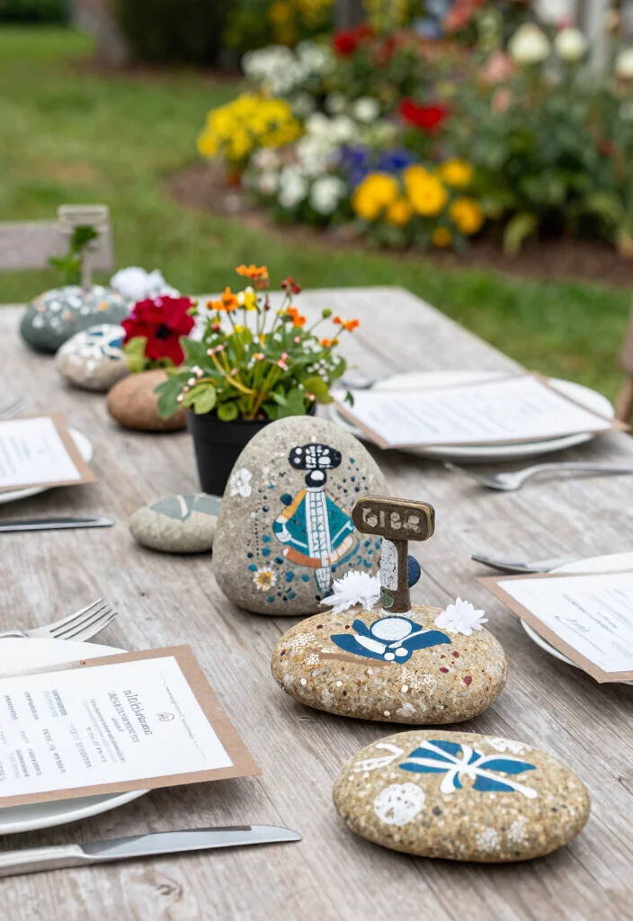 15 Patio Table Decor Ideas That Survive Wind Without Tipping - 12. Decorative Garden Stones 1