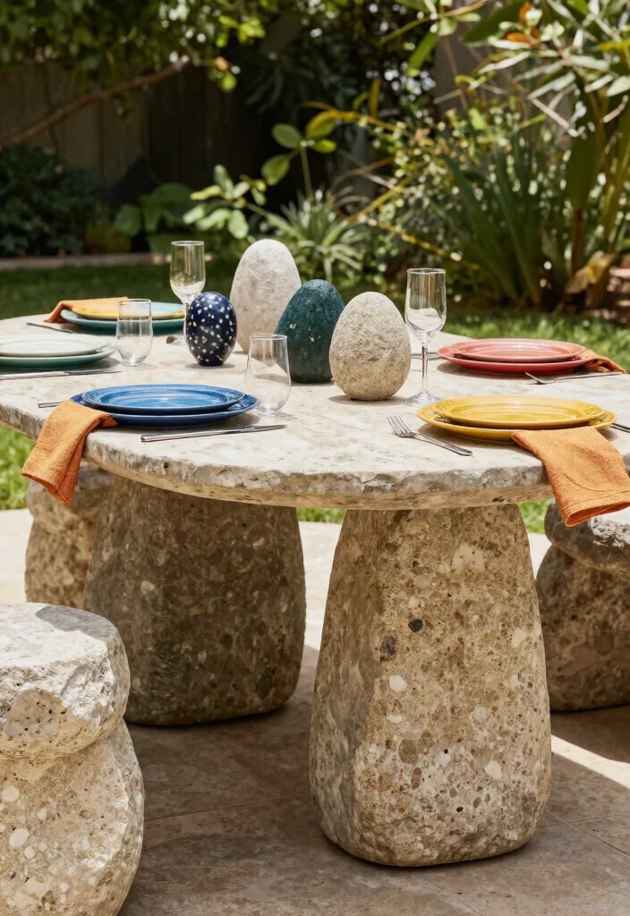 15 Patio Table Decor Ideas That Survive Wind Without Tipping - 2. Heavy Stone Accents 1