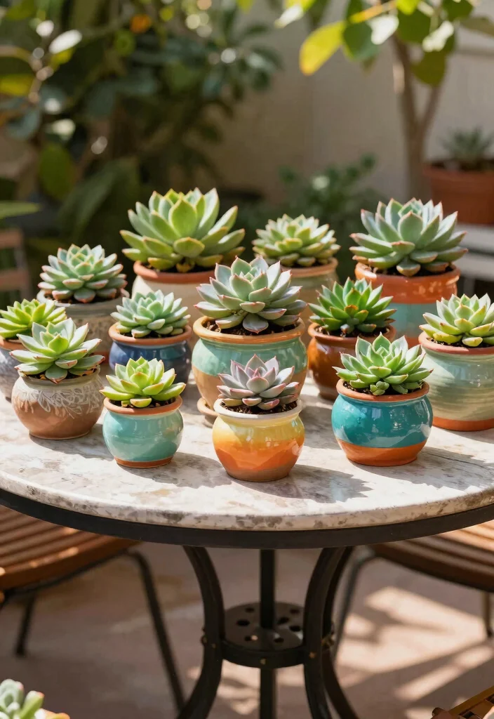 15 Patio Table Decor Ideas That Survive Wind Without Tipping - 9. Potted Succulents as Decor 1