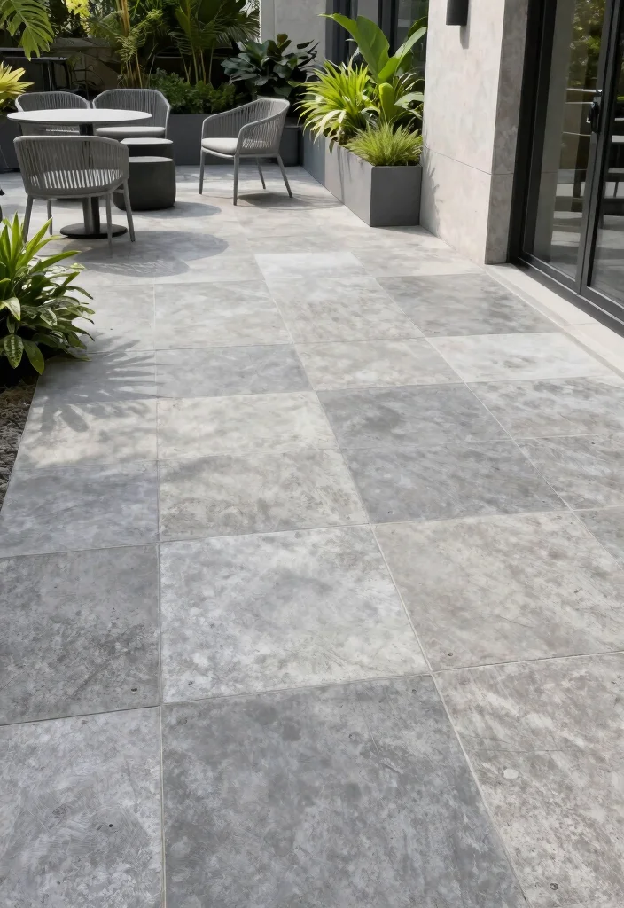 15 Porch Tiles for Entrance That Handle Heavy Foot Traffic - 5. Concrete Tiles: Modern and Versatile 1