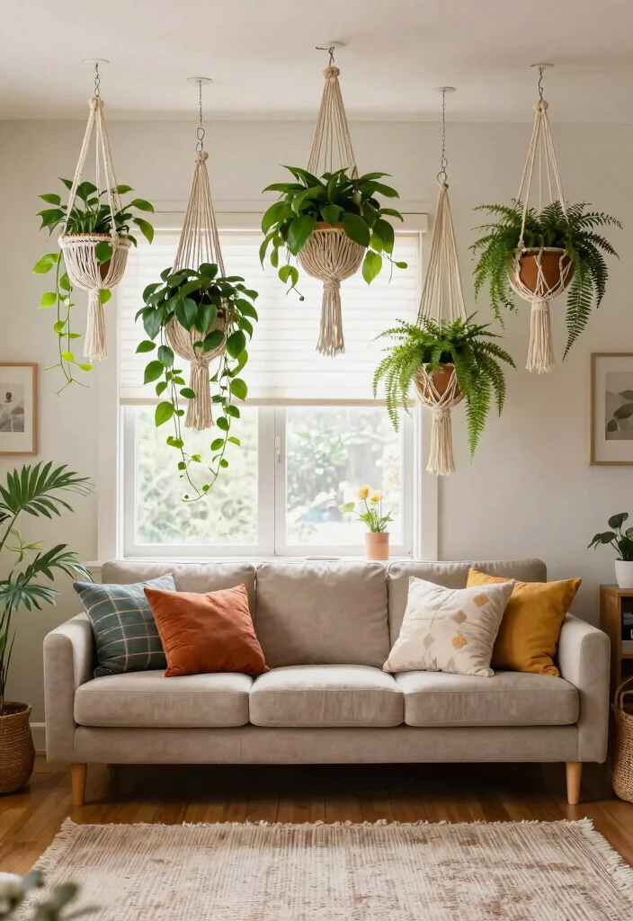 15 Things to Hang from Ceiling That Add Interest Without Drilling - 1. Macramé Plant Hangers 1