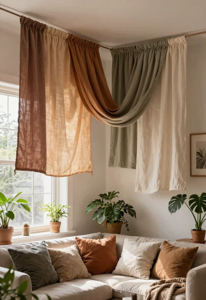 15 Things to Hang from Ceiling That Add Interest Without Drilling - 15. Decorative Fabric Swags 1