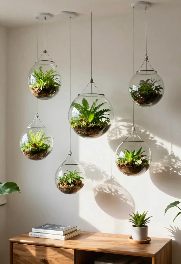 15 Things to Hang from Ceiling That Add Interest Without Drilling - 2. Hanging Terrariums 1