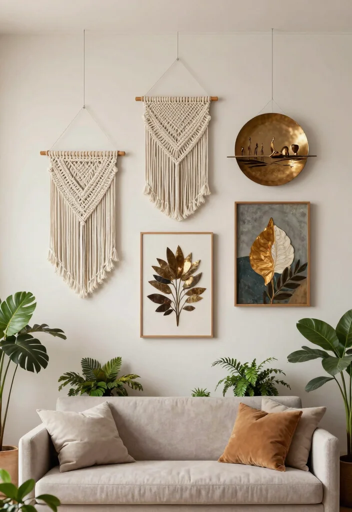 15 Things to Hang from Ceiling That Add Interest Without Drilling - 6. Hanging Wall Art 1
