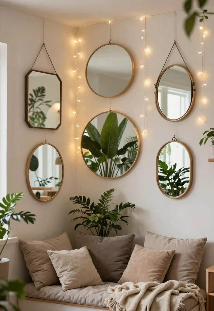 15 Things to Hang from Ceiling That Add Interest Without Drilling - 8. Hanging Mirrors 1
