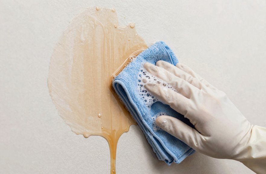 dish soap lifts light wall stains