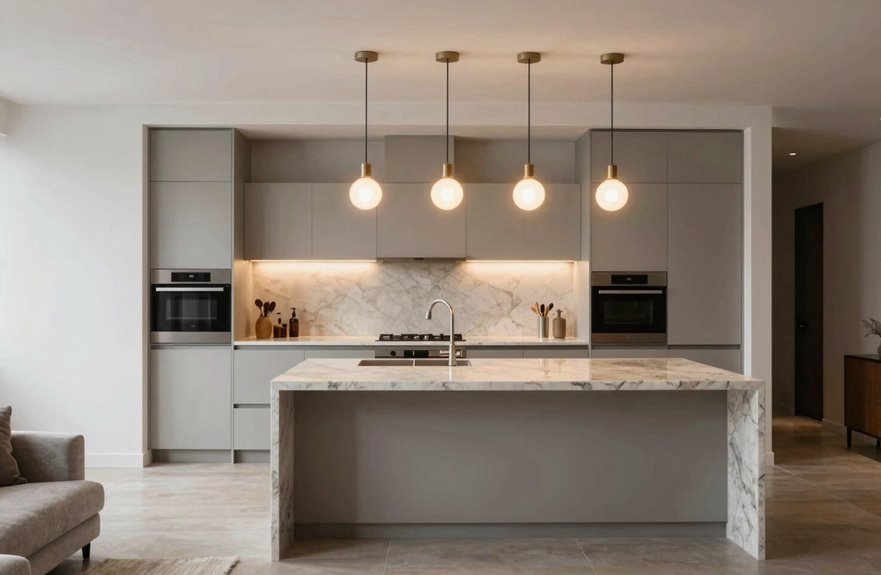 hang pendant lights above prep area