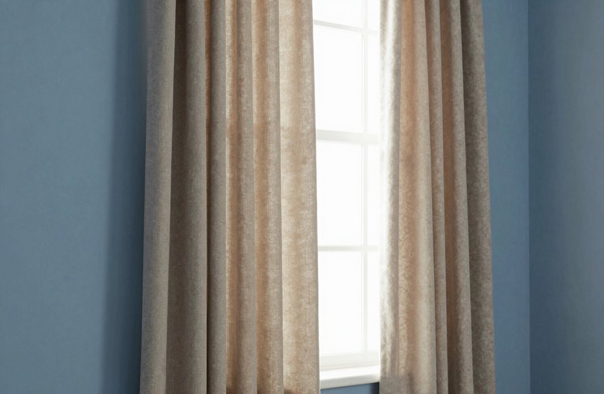 7 Curtain Colors That Go With Blue Walls 4 medium blue walls with beige and warm gray