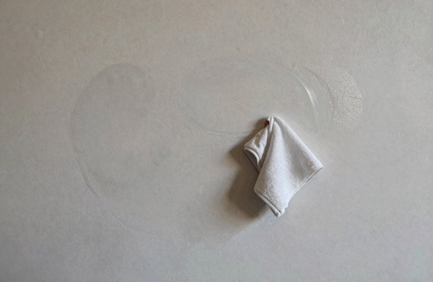 oil stains on textured walls accumulate and oxidize