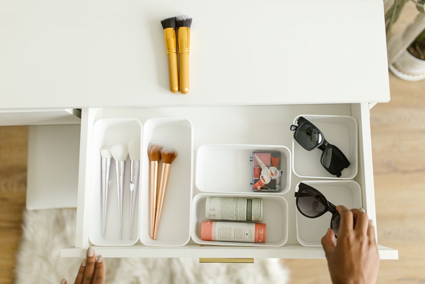 organize under sink bathroom storage
