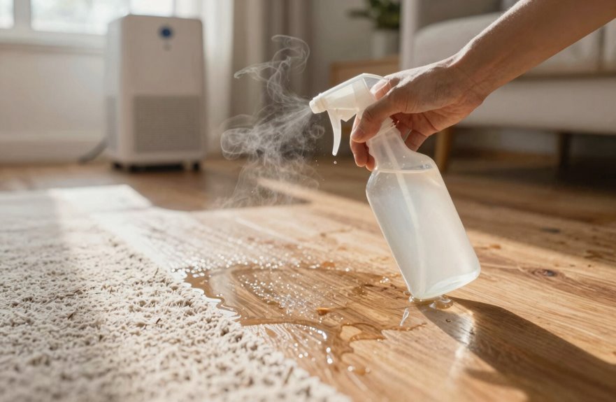 spray vinegar deodorizes musty carpets